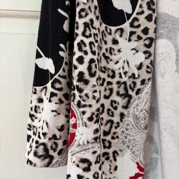 Chico's Size 1 Red Black Animal Print Paisley Mixed‎ Print Chicos Size Medium - Picture 4 of 11